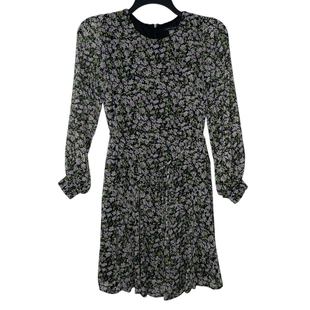 Tommy Hilfiger Floral Dress Size 4 Fit Flare Godet Long Sleeve Womens - Picture 3 of 11